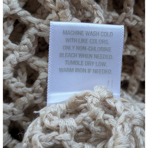 New Westport 1962 Crochet Tunic Top Large Beige Open Knit Boho Coastal Festival - Picture 11 of 11